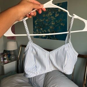 Striped bikini top and bottoms